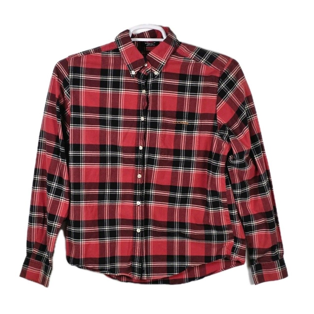 Vintage Rockies Medium Red Plaid Long‎ Button Up Shirt